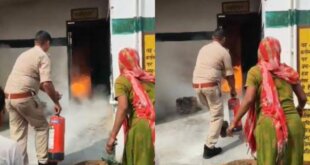 प्राथमिक विद्यालय की रसोई में गैस सिलेंडर में लगी आग पुलिसकर्मियों की सूझबूझ से टला बड़ा हादसा